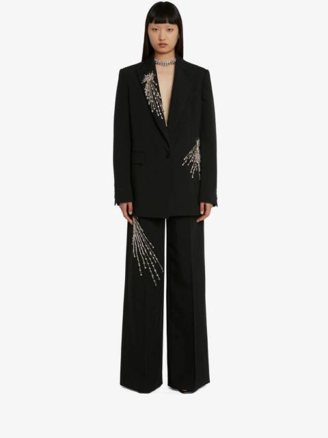 Alexander McQueen Women's Astral Jewel Wide Leg Trousers in Black