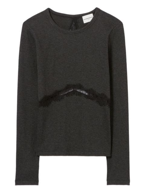 Claudie Pierlot ribbed-knit lace-insert top