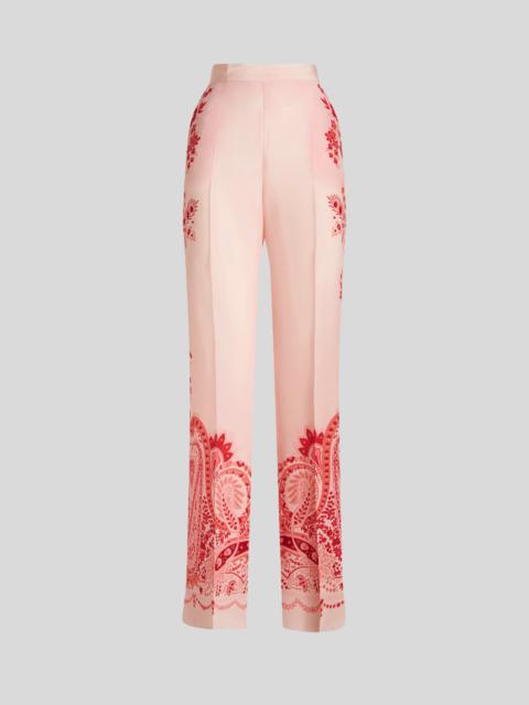 SILK TROUSERS WITH PLACED FLOWER PRINT