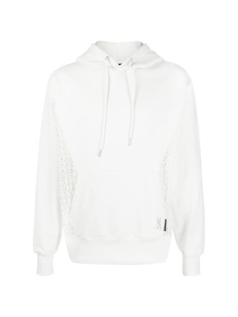 lace-panel cotton hoodie