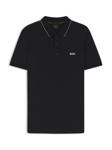 BOSS COTTON-PIQUÉ SLIM-FIT POLO SHIRT WITH TONAL LOGO