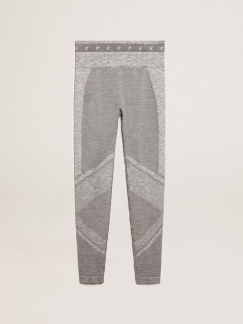 Women’s gray melange leggings with mixed stitching