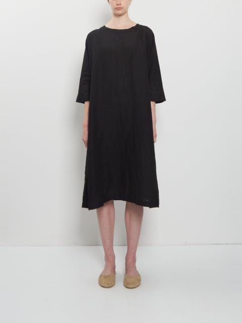 apuntob Crinkled Linen 3/4 Sleeve Tunic Dress — Black
