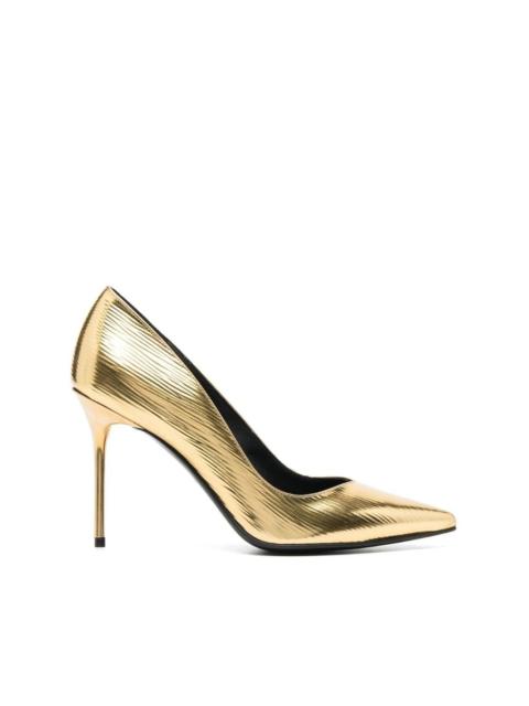 100mm metallic pointed-toe pumps