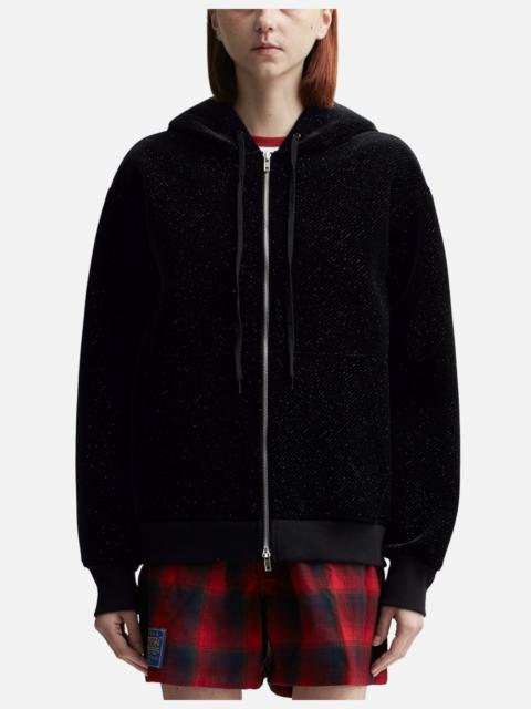 pushBUTTON BLACK RABBIT EAR ZIP-UP HOODIE