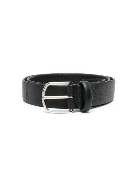 Canali engraved-logo buckle belt