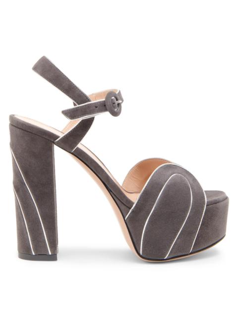 Gianvito Rossi Women's 120MM Suede Platform Sandals - Silver Lapis