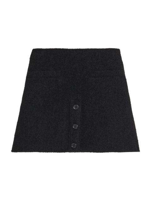 courrèges Women's Buttoned Tweed Logo A-Line Miniskirt - Black