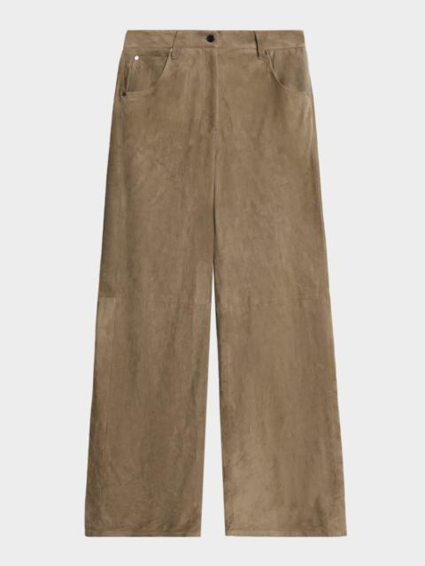 Brunello Cucinelli Suede Wide-Leg Pants