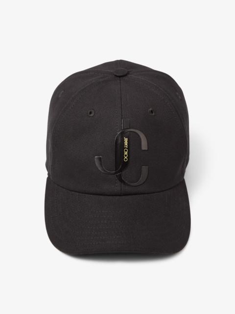 JIMMY CHOO Paxy
Black Cotton Baseball Cap with Shiny JC Monogram