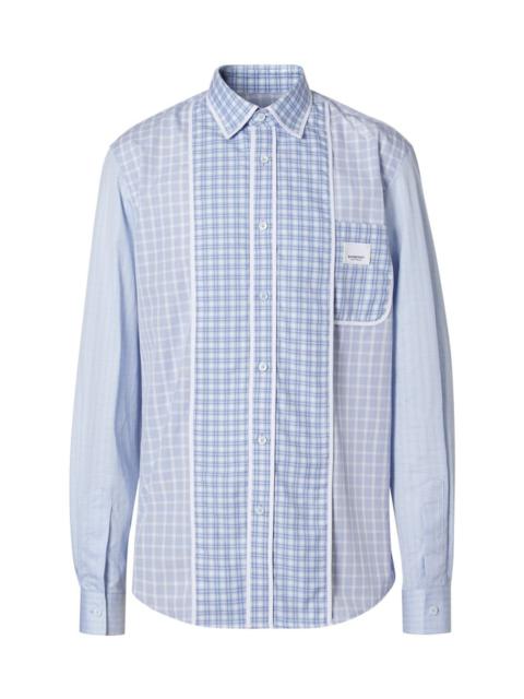 Burberry Logo Appliqué Contrast Check Cotton Shirt