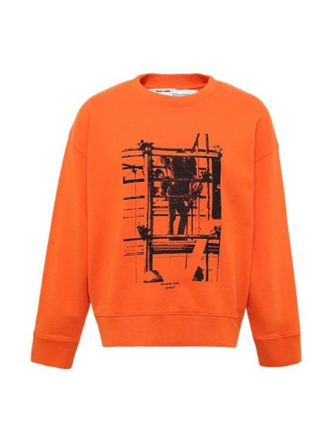 Off-White Men's Off-White Arrow Pattern Printing Round Neck Long Sleeves Orange OMBA035F19E300071910