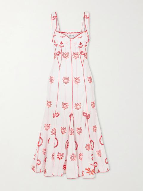 Charo Ruiz Naia Tiered Broderie Anglaise Cotton-blend Midi Dress