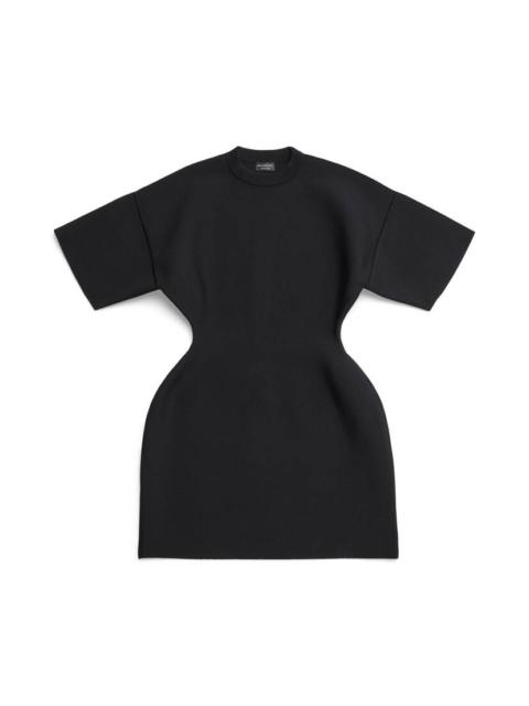 BALENCIAGA Women's Hourglass Crewneck Short Sleeve Dress in Black
