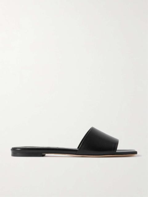 Aeyde Anna leather slides Black