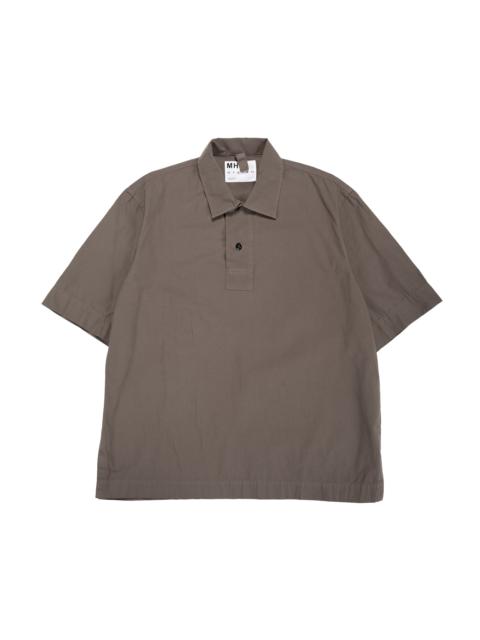 MARGARET HOWELL MHL Offset Placket Polo Washed Cotton Poplin Mole
