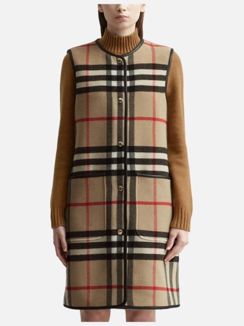 Burberry CHECK TECHNICAL WOOL LONG HERITAGE WARMER