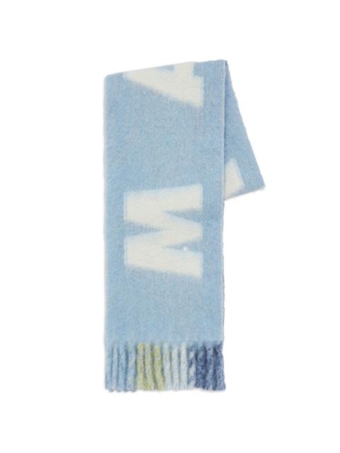 Marni intarsia-logo fringed scarf