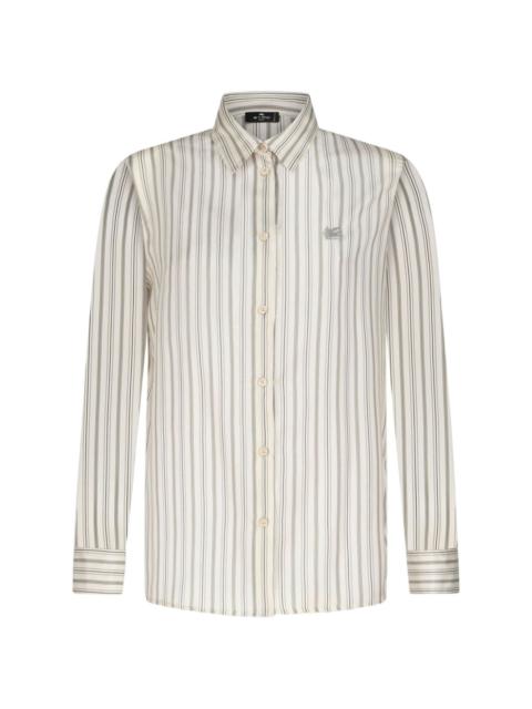 Pegaso-embroidered striped silk shirt