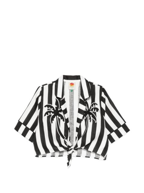 FARM RIO striped palm tree shirt
