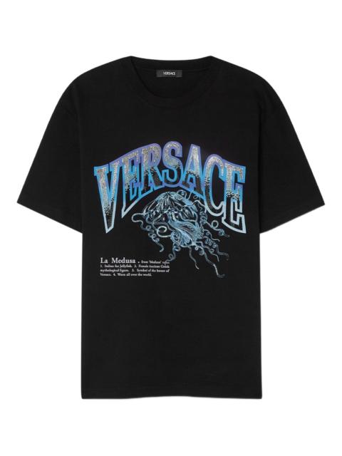VERSACE La Medusa crystal-embellished varsity T-shirt