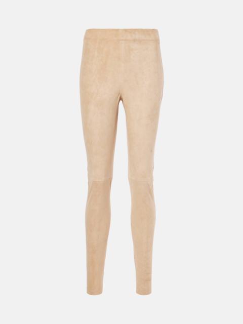 JOSEPH Mid-rise suede leggings