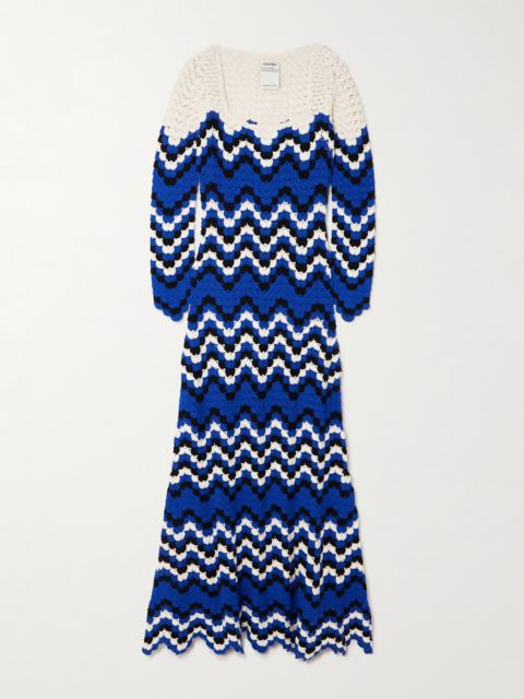 ESCVDO Sumac scalloped crocheted cotton midi dress Multi