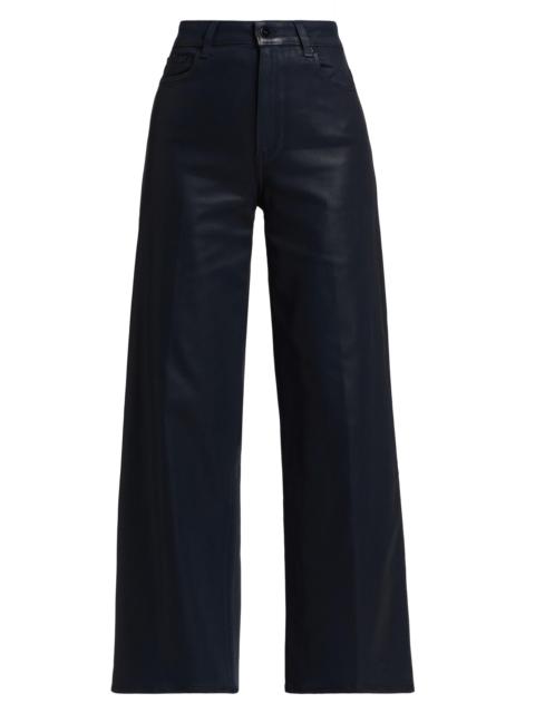 PAIGE Women's Anessa Coated High-Rise Wide-Leg Jeans - Navy Seascape Luxe Coating