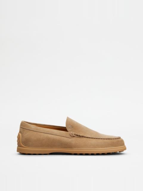 Tod's SLIPPER LOAFERS IN SUEDE - BROWN