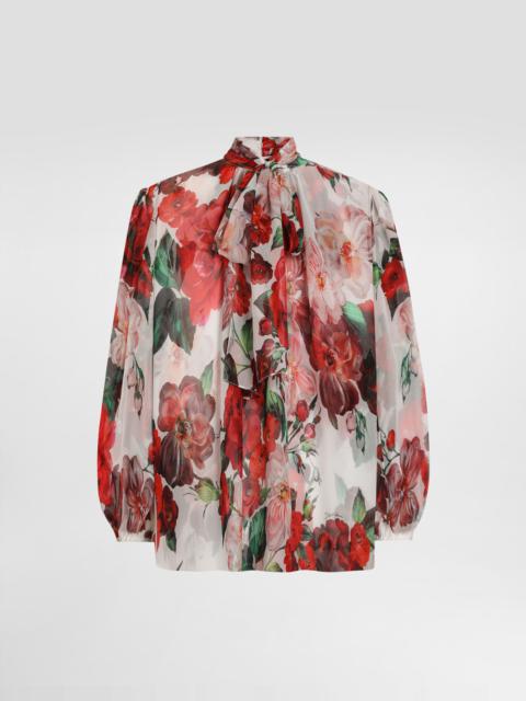 Dolce & Gabbana Chiffon pussy-bow blouse with rose print