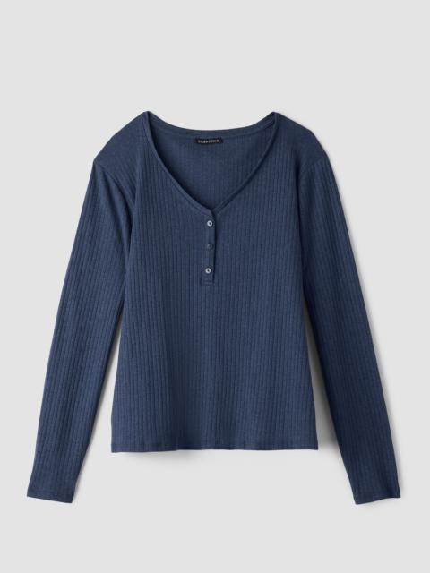 EILEEN FISHER Organic Cotton Rib V-Neck Sleep Top