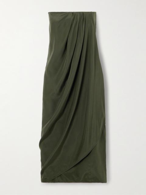 GAUGE81 Onna Strapless Draped Silk-satin Midi Dress