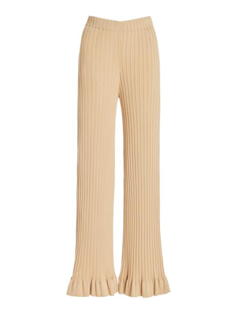 BY MALENE BIRGER Kenzie Flared Knit Cotton-Blend Pants neutral