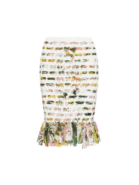 CHIFFON WOVEN CROCHET KNIT SKIRT