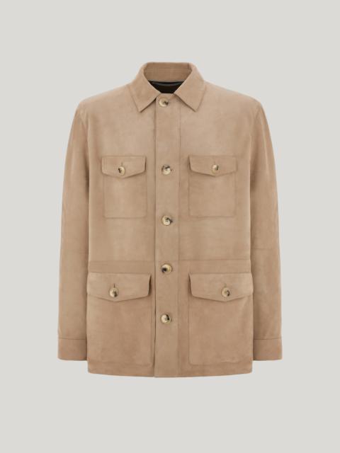 Canali CANALI NUVOLA SAND-COLORED LAMBSKIN SUEDE FIELD JACKET