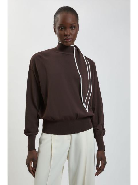 KAREN MILLEN Knitted Viscose Neck Tie Jumper