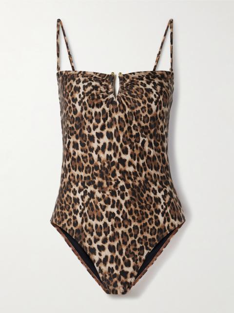 NILI LOTAN Embellished Leopard-print Swimsuit
