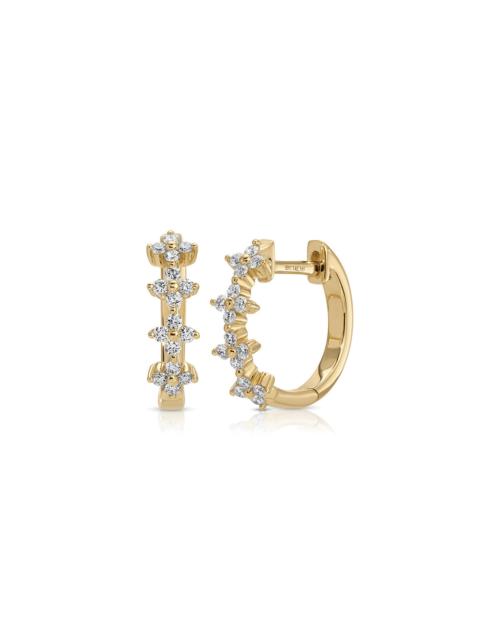EF Collection Fleur 14K Yellow Gold Diamond Huggie Earrings