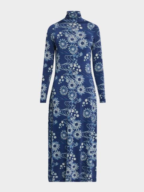MARIE OLIVER Paxton Floral-Print Turtleneck Midi Dress