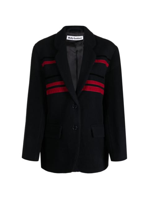 Molly Goddard striped velvet-effect wool-blend blazer