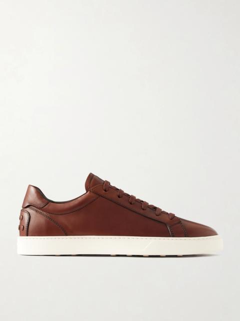 Tod's Cassetta Rubber-Trimmed Glossed-Leather Sneakers