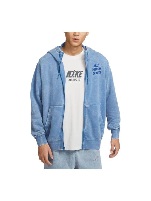 Nike Nike Club Full Zip Hooded Jacket Asia Sizing 'Washed Blue' HQ6040-486