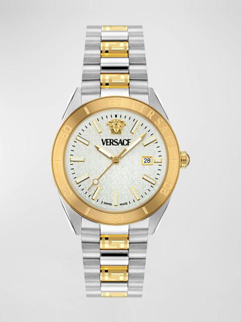 Men's V-Dome Two-Tone Bracelet Watch, 42mm