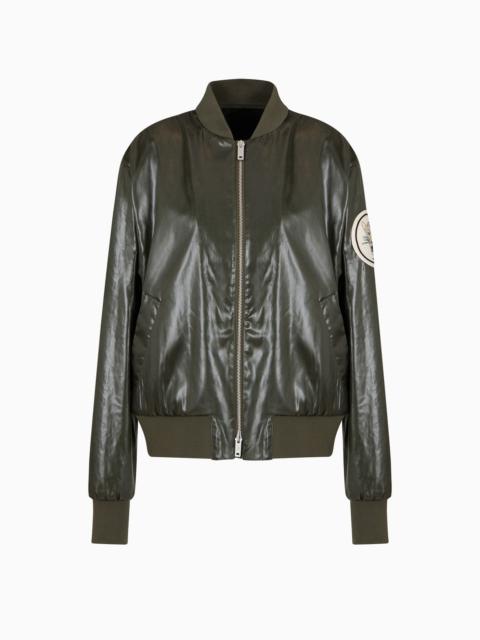 Emporio Armani Sustainability Values Capsule Collection wet-look recycled technical satin blouson