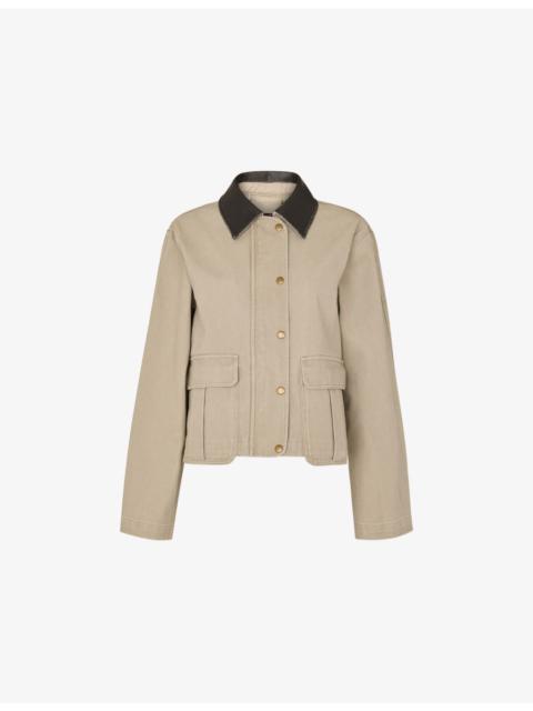 WHISTLES Casual Contrast-Collar Cotton Jacket