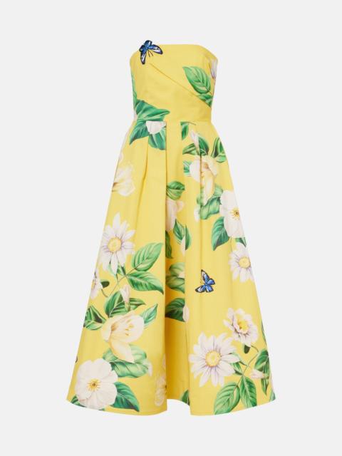 LEO LIN Lynn floral cotton bustier dress