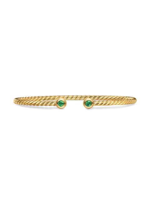 DAVID YURMAN Women's Micro Cablespira Flex Round Bracelet in 18K Yellow Gold - Emerald