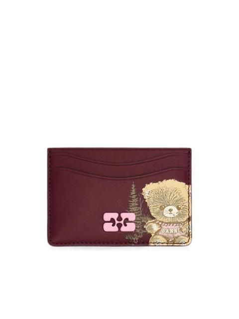 GANNI Bou card holder with forest teddy