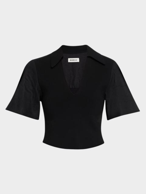 SIMKHAI Lizzie Short-Sleeve Combo Top