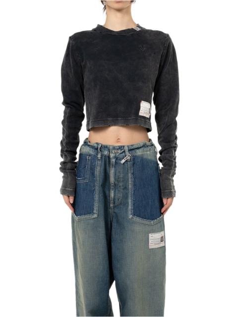 Maison MIHARAYASUHIRO Bleached Cropped Long Sleeve T-shirt